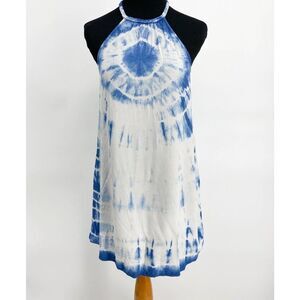 American Eagle Blue White Tie Dye Halter Racerback Sundress‎ Pockets Size XXS